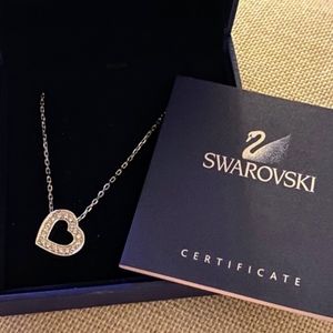 Nib Swarovski Silver .5k Diamond Heart Necklace
